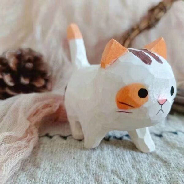 纯手工雕刻！木雕猫咪盲盒 丙烯上色 多造型可爱猫摆件 - 图片 25