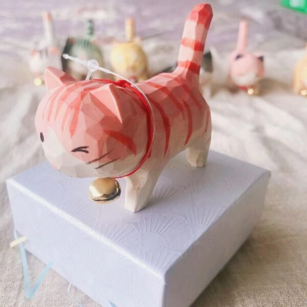 纯手工雕刻！木雕猫咪盲盒 丙烯上色 多造型可爱猫摆件 - 图片 24