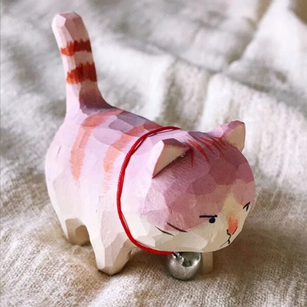 纯手工雕刻！木雕猫咪盲盒 丙烯上色 多造型可爱猫摆件 - 图片 23