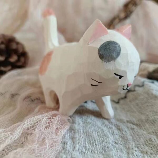 纯手工雕刻！木雕猫咪盲盒 丙烯上色 多造型可爱猫摆件 - 图片 22