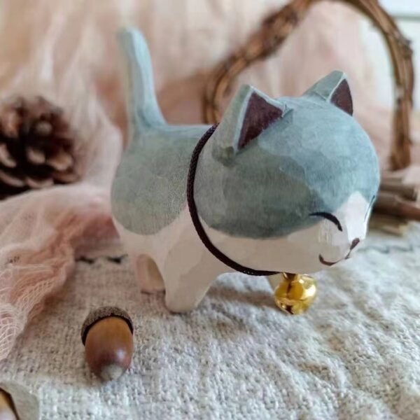 纯手工雕刻！木雕猫咪盲盒 丙烯上色 多造型可爱猫摆件 - 图片 21