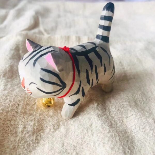 纯手工雕刻！木雕猫咪盲盒 丙烯上色 多造型可爱猫摆件 - 图片 19