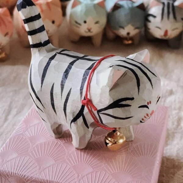 纯手工雕刻！木雕猫咪盲盒 丙烯上色 多造型可爱猫摆件 - 图片 18
