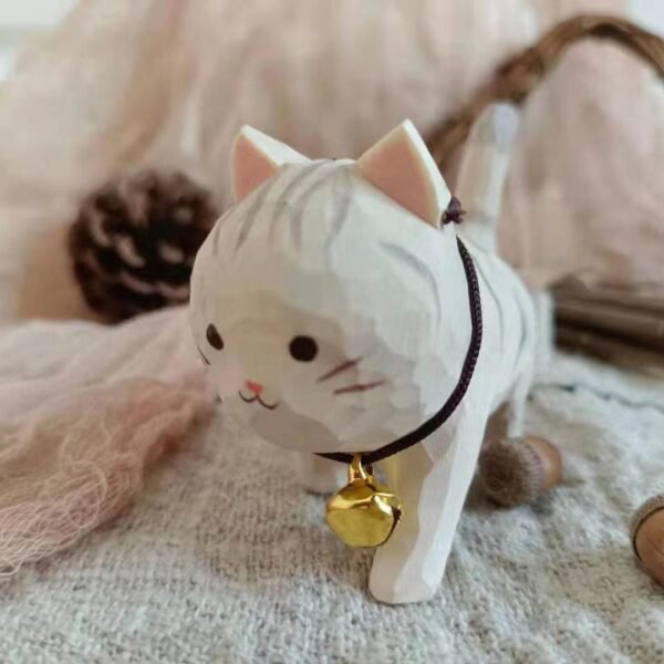 纯手工雕刻！木雕猫咪盲盒 丙烯上色 多造型可爱猫摆件 - 图片 17