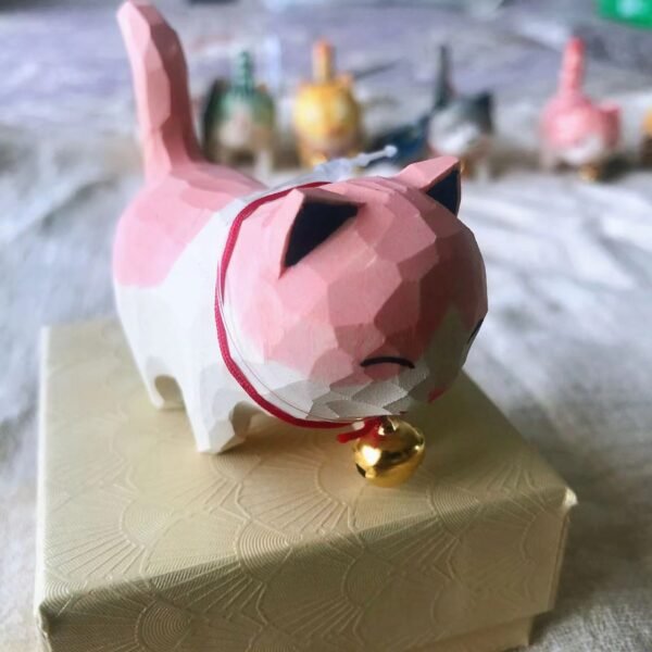 纯手工雕刻！木雕猫咪盲盒 丙烯上色 多造型可爱猫摆件 - 图片 16