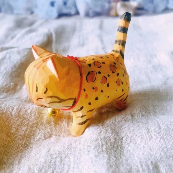 纯手工雕刻！木雕猫咪盲盒 丙烯上色 多造型可爱猫摆件 - 图片 14