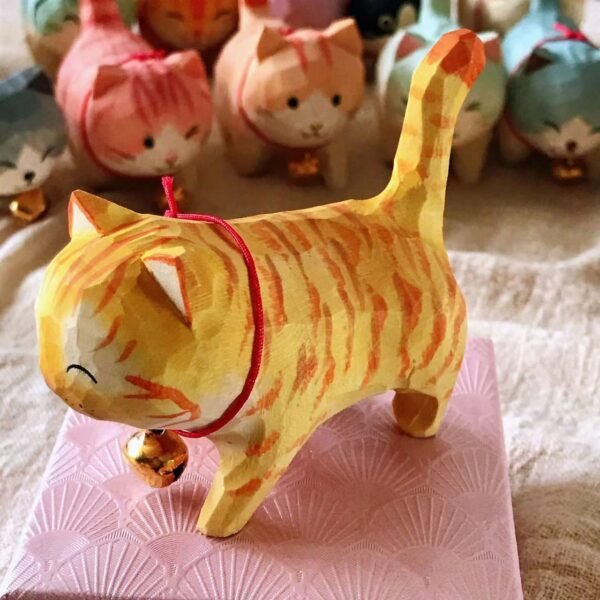 纯手工雕刻！木雕猫咪盲盒 丙烯上色 多造型可爱猫摆件 - 图片 11