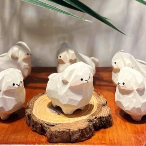 纯手工木雕小羊｜丙烯上色 可爱立体桌面小摆件 氛围感好物