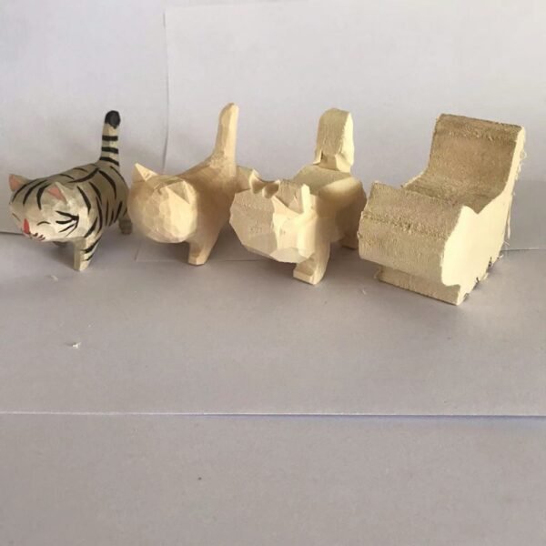 纯手工雕刻！木雕猫咪盲盒 丙烯上色 多造型可爱猫摆件 - 图片 7
