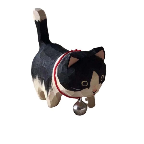 纯手工雕刻！木雕猫咪盲盒 丙烯上色 多造型可爱猫摆件 - 图片 6