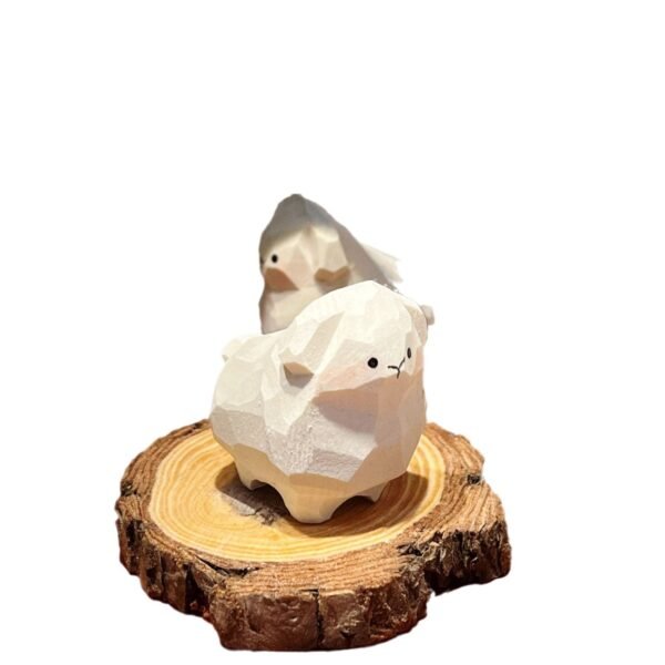 纯手工木雕小羊｜丙烯上色 可爱立体桌面小摆件 氛围感好物 - 图片 6