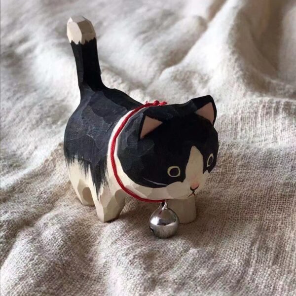 纯手工雕刻！木雕猫咪盲盒 丙烯上色 多造型可爱猫摆件 - 图片 5