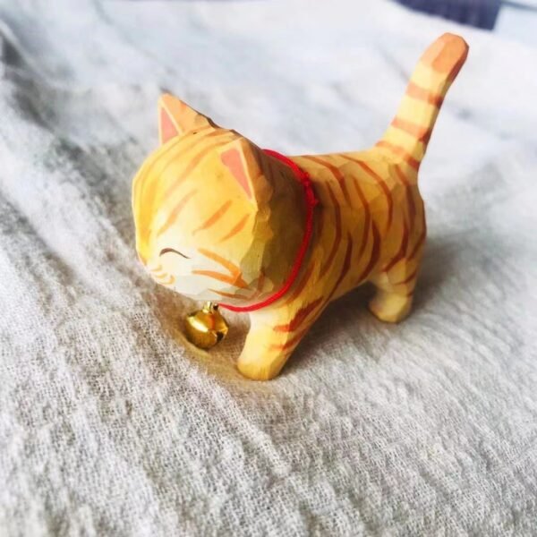 纯手工雕刻！木雕猫咪盲盒 丙烯上色 多造型可爱猫摆件 - 图片 4