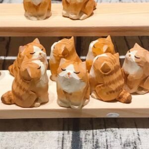 小橘猫办公室桌面摆件 礼品 手工木雕
