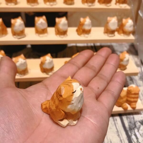 小橘猫办公室桌面摆件 礼品 手工木雕 - 图片 4