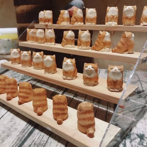 小橘猫办公室桌面摆件 礼品 手工木雕 - 图片 5