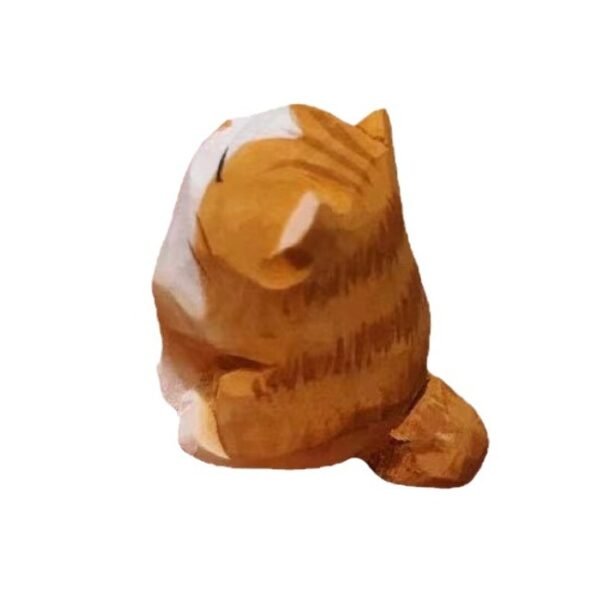 小橘猫办公室桌面摆件 礼品 手工木雕 - 图片 6